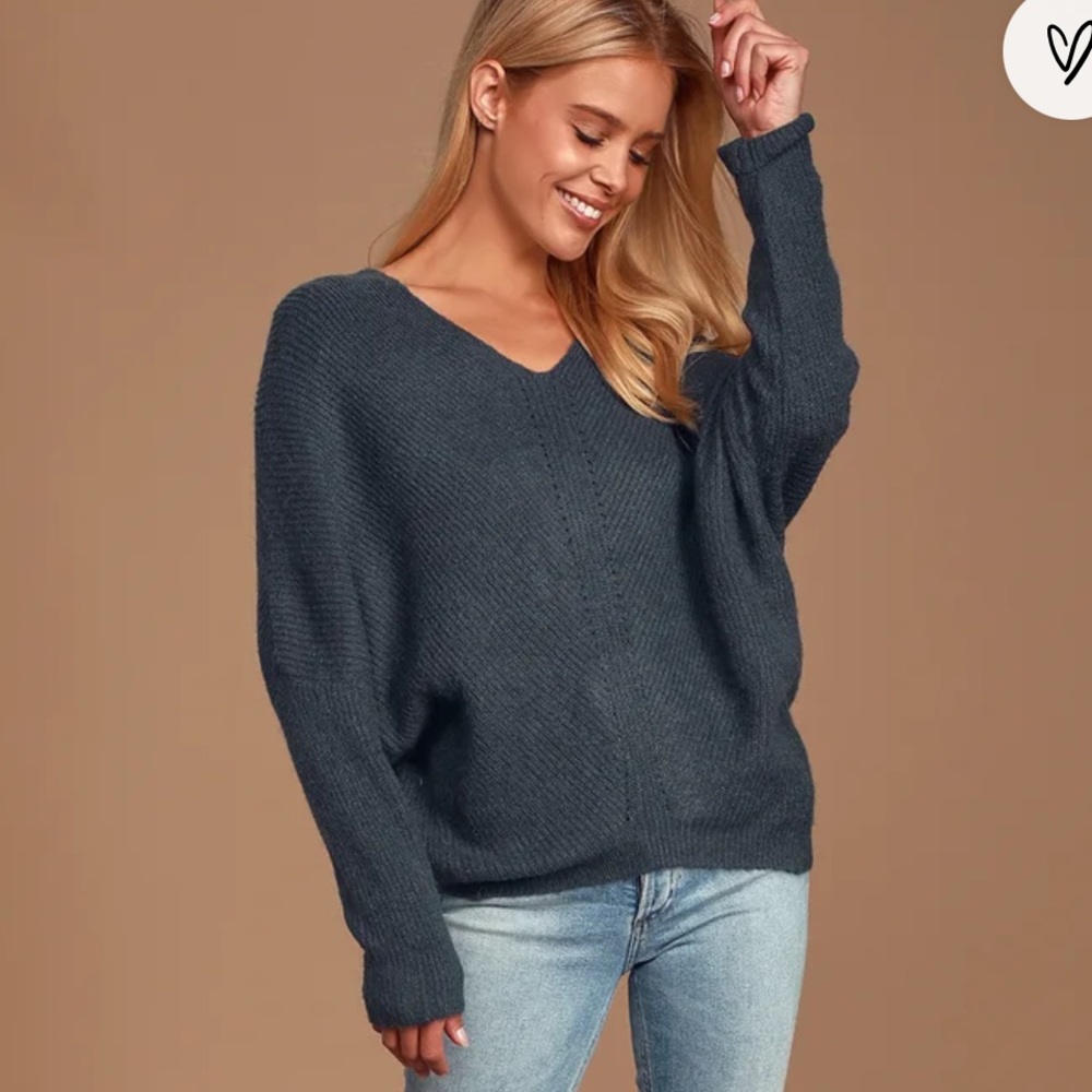 Emerson dark slate blue dolman sleeve sweater